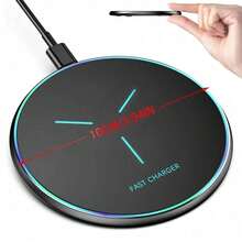 15W Wireless Charger, Compatible With IPhone 17/16/15/14/13/12 Pro/XS Max/Mini/X/XR, Inductive Fast Wireless Charging Pad, Compatible With Samsung - Black - View 3