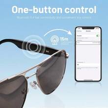 Unisex Polarized Smart Bluetooth Glasses | Hands-Free Calls & Music | Fashion Audio Glasses, Metal Frame, Polarized Lens, Lightweight, Best Gift! - 黑色 - 查看 4