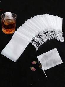 100pcs Reusable Non-Woven Fabric Tea Bags, Medicine Bags And Soup Bags, Suitable For Various Filtration Uses, With Drawstring Closure Design, Perfect For Loose Tea, Soup Ingredients, Chinese Herbal Medicine And Spices - Multicolor - View 3