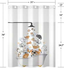 NAEMBCU No Hook Shower Curtain And Snap In Liner Set, Black And White Ink Wash Bamboo Print Shower Curtains For Zen Minimalist Japandi Spa Bathroom, Waterproof Bath Curtain With Mesh Top, 71x74 Inch - A - Xem 3