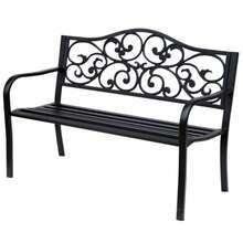 3-Seater Steel Garden Bench With Cast Iron Armrests, Black, 127 X 60 X 89 Cm, For Garden, Patio, Balcony - Black - View 9