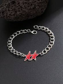 1pc Fashionable Punk Star Chain Bracelet, Men's Personalized Minimalist Jewelry, Casual Daily Outfit Accessory - Star - View 7