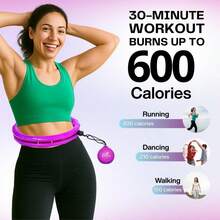 Aro con Peso para Adultos, Aro Inteligente 2 en 1 para Fitness y Abdominales, 24/28/32 Nudos Desmontables Ajustables - Morado-55" - Ver 3