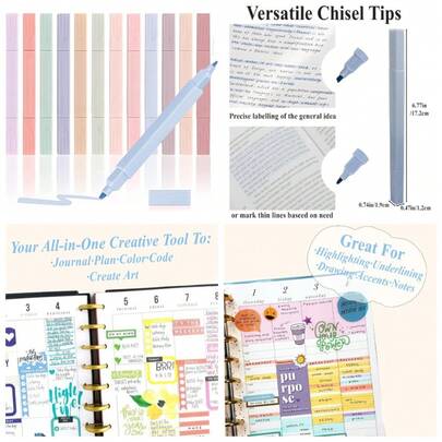 Non-Bleed Bible Highlighters Assorted Colors  Tip Christian Study Journaling Supplies 12 Pack