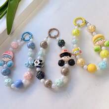 Beaded Popcorn Charm, Random Hand-Painted Bead Pattern, Keychain, Bag Charm, Phone Strap, Accessory (Shipped By Color Series) - Multicolor - View 3
