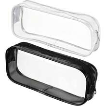 2pcs Clear Cases With Zipper, Multi-Use Travel Makeup Brush Bags Toiletries Exam Pouch Case Travel Luggage Make Up Cosmetic Bag - Multicolor - View 1