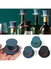 1pc Silicone Wine Bottle Stopper - Red Wine Bottle Dust-Proof Reusable Sealing Bottle Cap, Suitable For Home And Bar Use, Party & Holiday - Multicolor - View 2