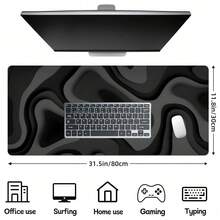 1 Peça Tapete e Mouse Pad Gamer Extra Grande - Design de Redemoinho Preto e Cinza, Superfície Antiderrapante, Cobertura Estendida para Teclado, Fibra com Base de Borracha, Tapete de Mesa de Computador/Escritório/Doméstico para PC, Laptop, Setup de Jogos (Textura de Mármore, Retangular) - Ideal para Áreas de Trabalho, Tapete Protetor de Mesa com Padrão de Redemoinho Preto e Cinza, Tapete de Estudo, Tapete de Teclado Disponível em Vários Tamanhos 15,7*35,4 In(40*90 Cm) - redemoinho - Visão 9