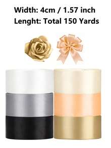 4cm/1.57inch 6 Rolls 150 Yards Satin Ribbon For Gift Wrapping, Polyester Satin Christmas Ribbon For Wedding, Christmas Tree, Valentine's Day Decoration, DIY Bow, Packaging, Floral Arrangement - Color-6 - View 7