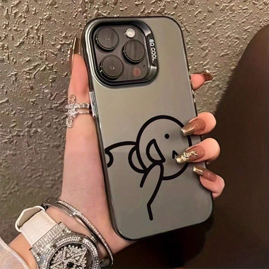 Cartoon Elephant Pattern Phone Case It Is Compatible With IPhone 17/16/15/14/13/12/108 Pro Max/Pro/Plus Models. It Features A Stylish And Minimalist Design And Provides Shockproof And Abrasion-Resistant Protection. - Black - View 1