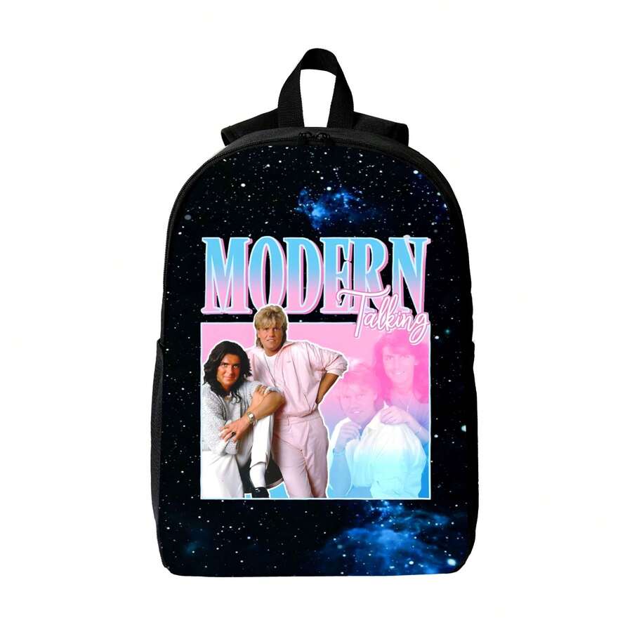 Modernes Avec Conversation Pour Backpack School Student Bag Zipper Book Bag Backpack For School - màu đen - Xem 1