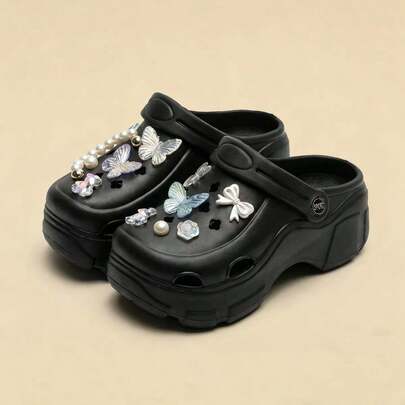 女士夏季新款EVA镂空套脚凉鞋，厚底增高，室内、室外、通勤、海滩、休闲穿着皆宜