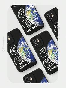 JURSUE 时尚美观趣味防震软壳手机壳，兼容 17/16/15/14/13/12/11 Pro Max/SE/2020/X/XR/XS/IP8/7 Plus，型号 MZ50248 - 黑色 - 查看 9