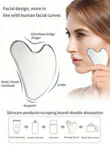 1/2pcs Stainless Steel Heart-Shaped Gua Sha Tool, Suitable For Facial Massage, Portable Muscle Relaxation Massage Board, Stainless Steel Facial Gua Sha Tool - Facial Massage Tool - Smooth And Sturdy Metal Gua Sha Tool, For Face And Body, Reduces Swelling - Gua Sha Massage Tool, Heart-Shaped Design, Silver Color, Stainless Steel Facial Gua Sha Tool, For Facial Metal Gua Sha, Tightens Skin, Full-Body, Eye, And Neck Massager. - 彩色 - 查看 3