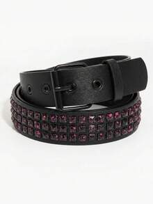 1件装 女士多色朋克 Y2K 渐变铆钉扣牛仔腰带配饰 - 漸層黑色 - 查看 1