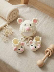 Bộ mũ và giày hình chuột nhỏ đan len, trang phục hoạt hình kiểu thú vật, phông nền chụp ảnh cho bé trai/bé gái, quà tặng dự tiệc. - Nhiều màu - Xem 5