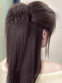 Coleta postiza de unicolor, coleta con cascada rizada latina semi-atada, accesorios para el cabello de verano con clips de garra realistas y esponjosos para vacaciones y viajes - Multicolor - Ver 4