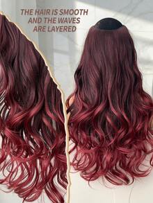 Clip In Hair Extensions V-Shaped 22 Inch Long Body Wave Heat Resistant Fiber Synthetic Hairpiece For Women Girls Party Daily Use - Two-Tone - View 7