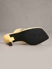 Giày sandal cao gót mũi vuông xỏ chân cho nữ, dép gót nhọn bằng da bóng, dép cao gót dự tiệc thời trang, sandal cao gót công sở thanh lịch, sandal gót nhọn mũi nhọn xỏ chân, giày cao gót thời trang sang trọng, dép cao gót hộp đêm, sandal tăng chiều cao cho người thấp bé, giày cao gót kiểu phương Tây đính đinh tán bằng da PU thanh lịch, phong cách sang trọng, phong cách thường ngày, phong cách nghỉ mát, tiệc tùng mùa hè - Màu vàng - Xem 8