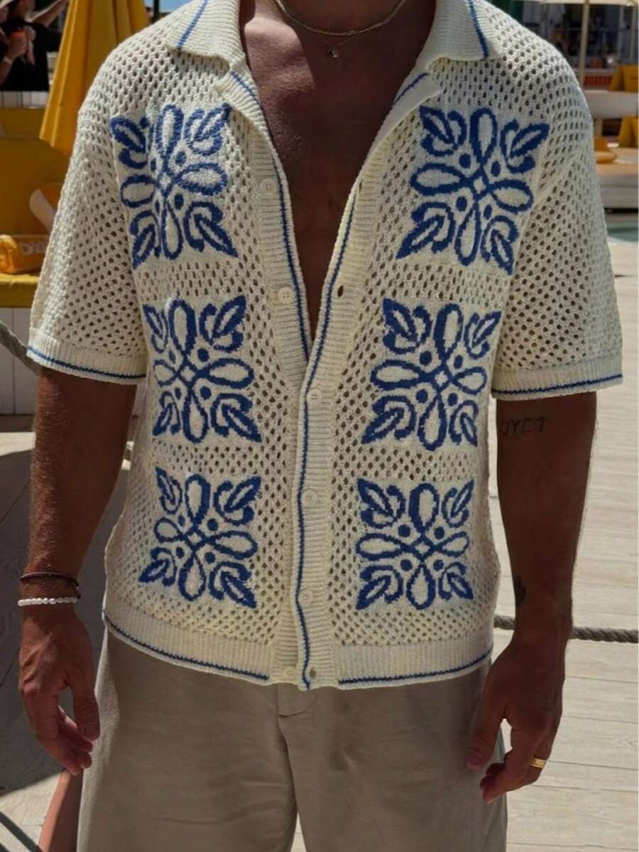 Casual Loose Breathable Knit Polo Shirt, Unisex Street Style, Suitable For Spring And Summer - Apricot - View 1