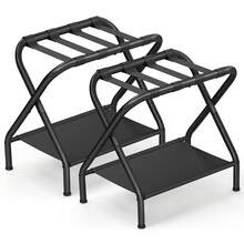 SONGMICS Estante de Equipaje, Juego de 2, Soporte para Maletas con Estante, Dormitorio, Hotel, Soporta hasta 50 kg, 69 x 38 x 52 cm, Negro - Negro - Ver 9
