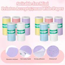 Self-Adhesive Mini Printer Sticker Paper, Colorful Thermal Printer Paper Set, Thermal Sticker Paper Compatible With M02/T02 Printers Most Instant Inkless Refilling, 57 * 25 Mm - 5Pcs - View 5