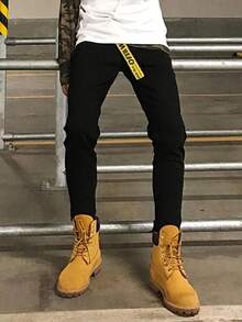 Black Skinny Jeans, Stretchy Slim Fit Ankle Pants, All-Match Simple Design, Versatile Casual Street Style, Suitable For All Seasons - Black - View 4