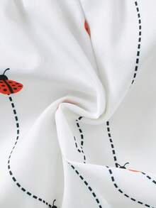 1 Stück Baby Mädchen Süßes Lässiges Mode Marienkäfer Stickerei & Muster Kleid mit Kappe Ärmel und Hut, Frühling/Sommer - Weiss - Übersicht 7