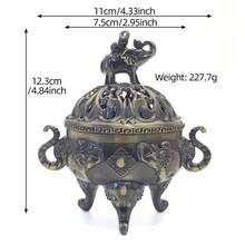 1pc Large/Small Elephant Incense Burner, Hollow Lid Design, Elephant Handle Embossed Decor, Classical Incense Holder For Tea Room, Study, Temple, Auspicious Meaning, Suitable Gift For Elders, Buddhist Friends, Housewarming - Multicolor - View 10
