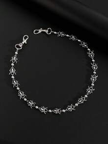 1件复古摇滚嘻哈风3D蜘蛛CCB珠几何链条组合吊坠金属裤链，朋克高端休闲极简街头风夸张百搭时尚男士裤链礼物 - 褲鏈 - 查看 6