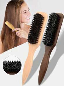 2pcs Men's And Women's Wild Boar Mane And Beard Brushes - Professional Thornless Mane Brushes, Hairbrushes, Used For Styling, Straightening And Trimming Thick/Fine Hair, Fading And Quick Knife Cleaning - Reversing And Straightening Tools, School Supplies, Holiday Gifts For Boyfriends, Girlfriends, Christmas Gifts, Birthday Gifts - Rectangle - View 6