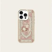 1 pièce Étui de téléphone en TPU rose vintage motif doux et mignon avec nœud papillon et double lapin. Compatible avec iPhone 17 Pro Max/17/16 Pro Max/15/13/12/11, S20 FE/A15/S24/A55, Redmi Note 11/12/13 Pro. Couverture complète, protection anti-chute, étui de téléphone protecteur doux - Blanc - Voir 5