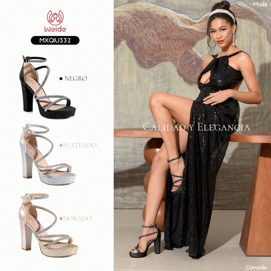 WEIDE Women Heeled Sandals - Gold - View 1