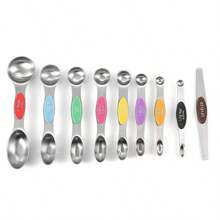 8/9/17pcs Set, Measuring Cup And Spoon Set, Stainless Steel Measuring Cups And Magnetic Measuring Spoons Set, Double-Sided Magnetic Measuring Spoons Set, Graduated Measuring Cup And Spoon Gap Set, 8pcs Stainless Steel Measuring Cups, 9pcs Magnetic Measuring Spoons, For Dry Powder And Liquid Ingredient Measuring Tools, Kitchen Small Tools, Kitchenware, Kitchen Accessories, Household Kitchen Items - Multicolor - View 10