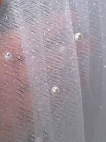 1pc Shiny Pearl Bridal Veil, Minimalist & Elegant Design, Suitable For Wedding Dress, Cathedral Wedding - Multicolor - View 7