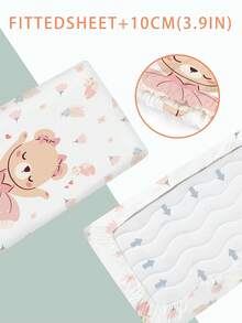 1PC Baby 110g Fabric Single Bed Sheet, Cute Dancing Teddy Bear Pattern Single Bed Sheet, Polyester Material, Digital Printing, Suitable For Babies, Baby Beds, Gifts, All Seasons. No Pillowcase. - Multicolor - View 4