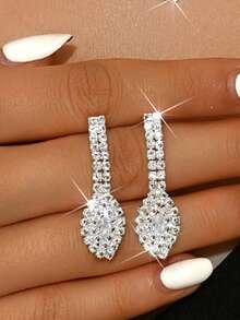 1/2/3/4pcs Set Tassel Design Bridal Women's Fashion Crystal Necklace Jewelry Set, Luxurious Jewelry Set, Suitable For Wedding, Birthday Gift, Party - 808668 - View 10