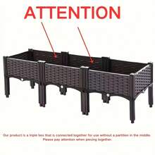 Multi-Functional Elevated Planter, Upgraded Version With Drainage System. Raised Garden Vegetable Container Ideal For Growing Vegetables, Herbs, And Flowers. Made From Durable Plastic Material. Suitable For Rectangular Garden Bed Combinations On Patios, Gardens, And Balconies. Creatively Modular Christmas Planters. Rectangular Garden Bed Set For Indoor/Outdoor Use. - 47x15.75x15 inch / 120cmx40x38cm - Xem 3