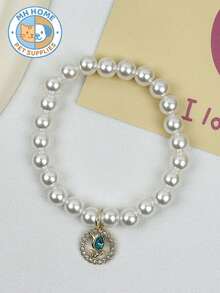 1 Piece Sweet Princess Flower Pet Necklace, Zirconia Pendant Handmade Beaded Collar, Cat And Dog Jewelry Princess Style Pet Collar, Zirconia Flower Pet Necklace, Sparkling Pet Accessories, Handmade Beaded Cat Collar - Multicolor - View 12