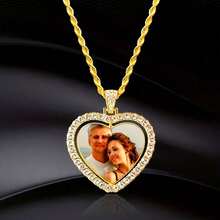 A Special Photo Pendant Necklace, Personalized Picture Chain, Made Of Zinc Alloy Material, With A Golden Tone, Unique Gifts For Parents, Spouses, Boyfriends, And Girlfriends, Father's Day Gifts - 彩色 - 查看 2