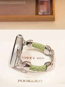 38/40/41/42/44/45/46/49mm Compatible con correas para Apple Watch, correa con patrón de cuadros romboidales de cintura delgada - platino - Ver 23