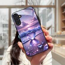 Phone Case: Metallic Paint Tempered Glass Phone Case For Samsung Galaxy A14 A24 4G A04 A04S A05 A05S A06 A13 A15 A16 A22 A23 A24 A25 A32 A33 A34 A35 A52 A52S A53 A54 A55 A56 5G Galaxy S21 S23 S24 25 FE S22 Plus Ultra, Fashionable, Beautiful, Soft - Tủ kính - Xem 4