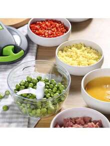 1pc Manual Food Processor Vegetable Chopper, Manual Food Chopper, Hand Pull String Vegetable Chopper, Portable Hand Pull String Garlic Mincer Onion Cutter For Veggies, Ginger, Fruits, Nuts, Herbs, Etc., - màu xanh lá - Xem 4
