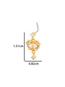 Toppiercing 1件简约百搭微镶锆石心形L型鼻钉，时尚鼻部穿孔饰品 - 彩色 - 查看 6