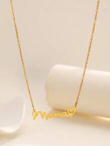 Minimalist Fashion Stainless Steel Jewelry Set, "Mom" Letter Pendant Necklace And Bracelet, Perfect Mother's Day Gift, Jewelry Accessories - Gold - View 10