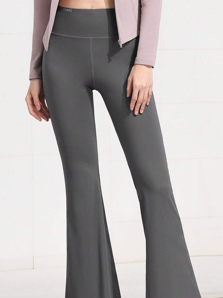 CAMEL CROWN Quần nữ thường ngày ngoài trời, quần ống loe ôm sát cạp cao màu đen, quần yoga thoáng khí chống nắng dáng ôm thoải mái. - tro trăng - Xem 1