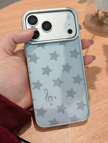 Ốp lưng điện thoại họa tiết ngôi sao caro dễ thương phong cách Y2K, màu kẹo ngọt, tương thích với iPhone 17 Pro Max 17Pro 17 Air 17 16 15 14 13 12 Pro Max 16 Plus 14 Plus 16 Plus 11 17. Ốp bảo vệ mạ họa tiết nốt nhạc. - Xám - Xem 3