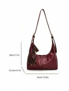 2023 New High-End Luxury Underarm Bag For Women, Minimalist Chic Crescent-Shaped Large Capacity Commuter Bag - Red - View 5