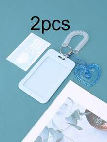 1pc Elegant Acrylic Card Holder With Heart Decor Keychain - For ID/Credit Card Storage & Protection, Fashionable Pendant Keychain, Gift For Friends - Multicolor - View 18