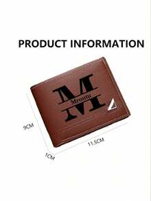 1pc Customized Men's Solid Color Letter Print Short Wallet, PU Leather Bifold Multi-Card Wallet - Multicolor - View 8